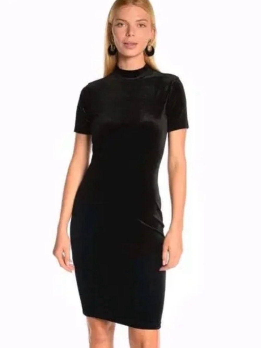 ZARA black velour midi dress